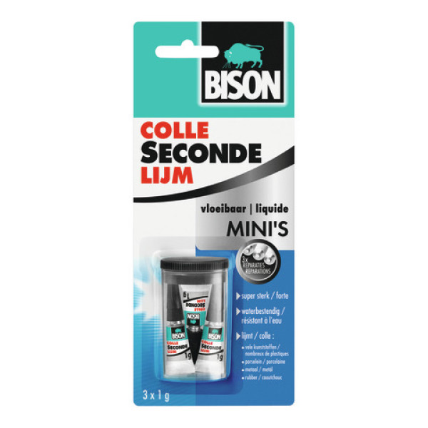 Bison Instant Glue Liquid 3 x 1 g tube carte