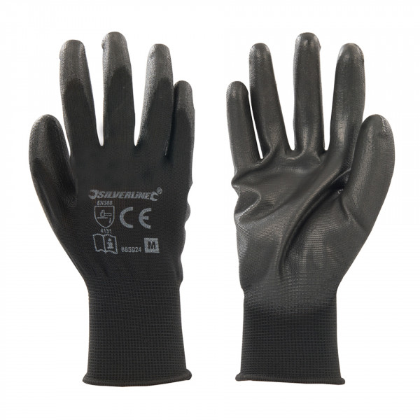 Silverline PU handschoen met zwarte handpalm M8
