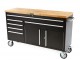 HBM 152 cm. Professionele Gereedschapswagen / Werkbank met Houten Blad - ZWART