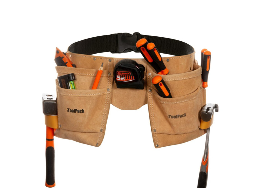 tp ; ceinture à outils universelle, 2 étuis fixes, mètre à ruban
