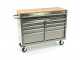 HBM 117 cm Verrijdbare Gereedschapswagen, Werkbank met Houten werkblad - RVS