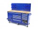 HBM werkbank met deur en achterwand 158 cm 10 laden blauw