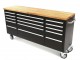 HBM 182 cm Profi Gereedschapswagen / Werkbank met Houten Blad - ZWART