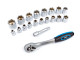 HBM 3/8" Professionele Ratel inclusief 18 doppen en verlengstuk
