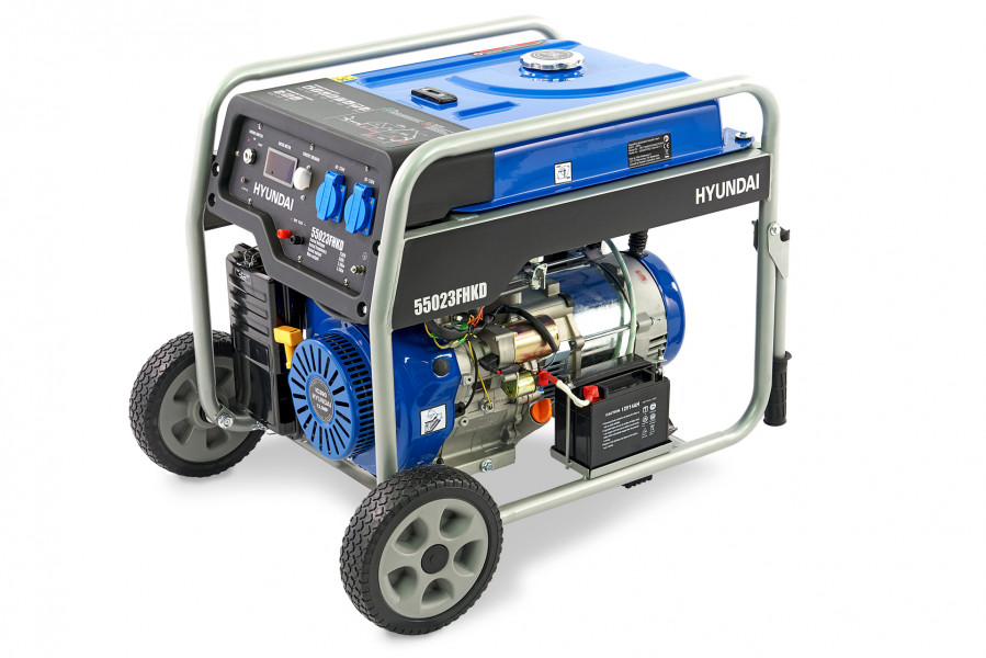 Generator mit OHV-Benzinmotor von Hyundai (HHY7000Fe, Aggregat, 5,5 kW, 390 ccm)
