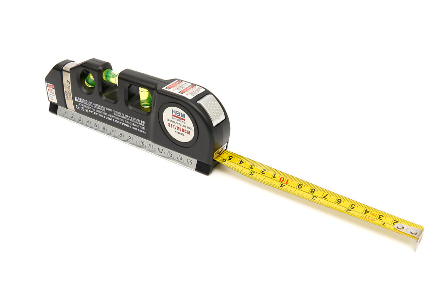 Niveau Laser, Outil Multifonction Mètre Ruban, 2.5 m Niveau Standard avec  Laser et Règle Niveaux à Bulle，Superma