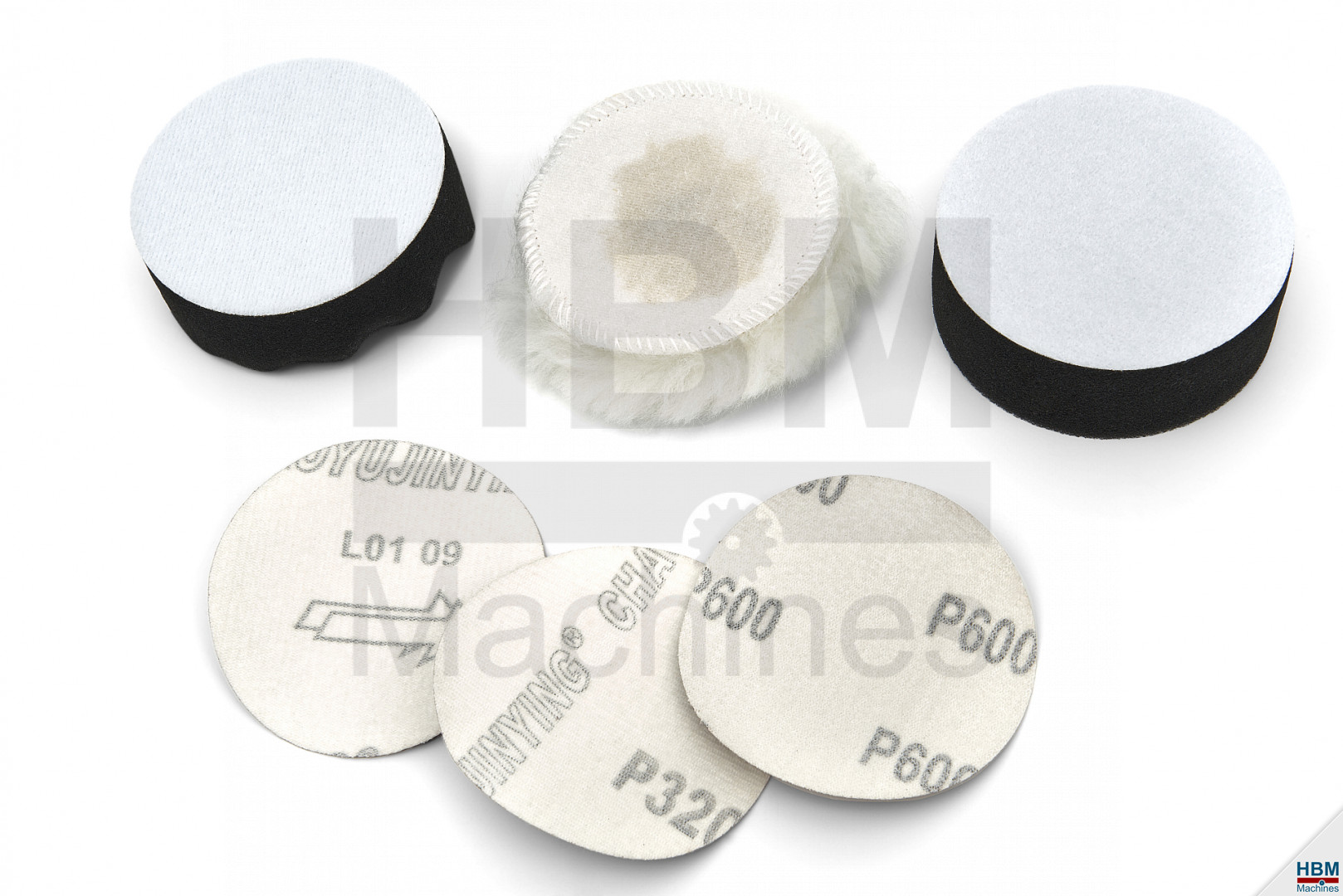HBM Jeu de disques de polissage pour la ponceuse et polisseuse humide HBM  125mm