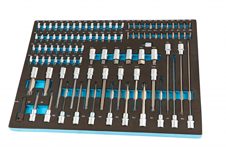 HBM 101 Pack Steckschlüssel- und Bit-Satz Schaumstoffeinlage für Werkzeugwagen