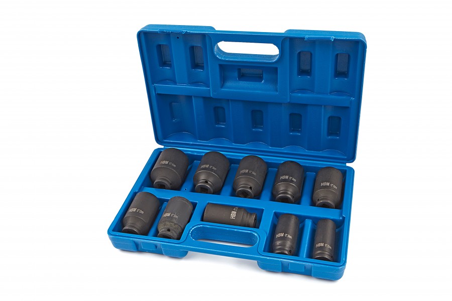 HBM 10-teiliges 1/2"-Steckschlüssel-Set, große Größen