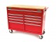 HBM verrijdbare gereedschapswagen werkbank 117 cm met houten blad rood