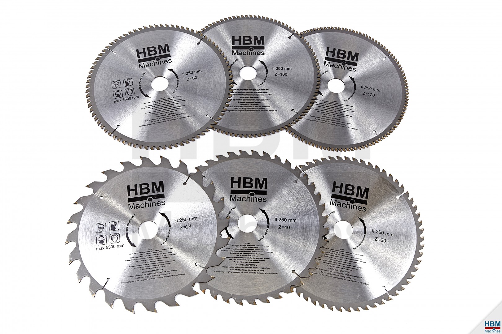 rekken Langwerpig Springplank HBM HM Cirkelzaagbladen 250mm voor Hout | HBM Machines