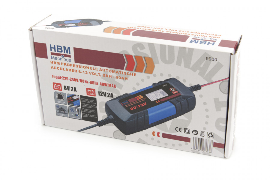 HBM Professional Automatisches Batterieladegerät 6-12 Volt, 2Ah - 60Ah