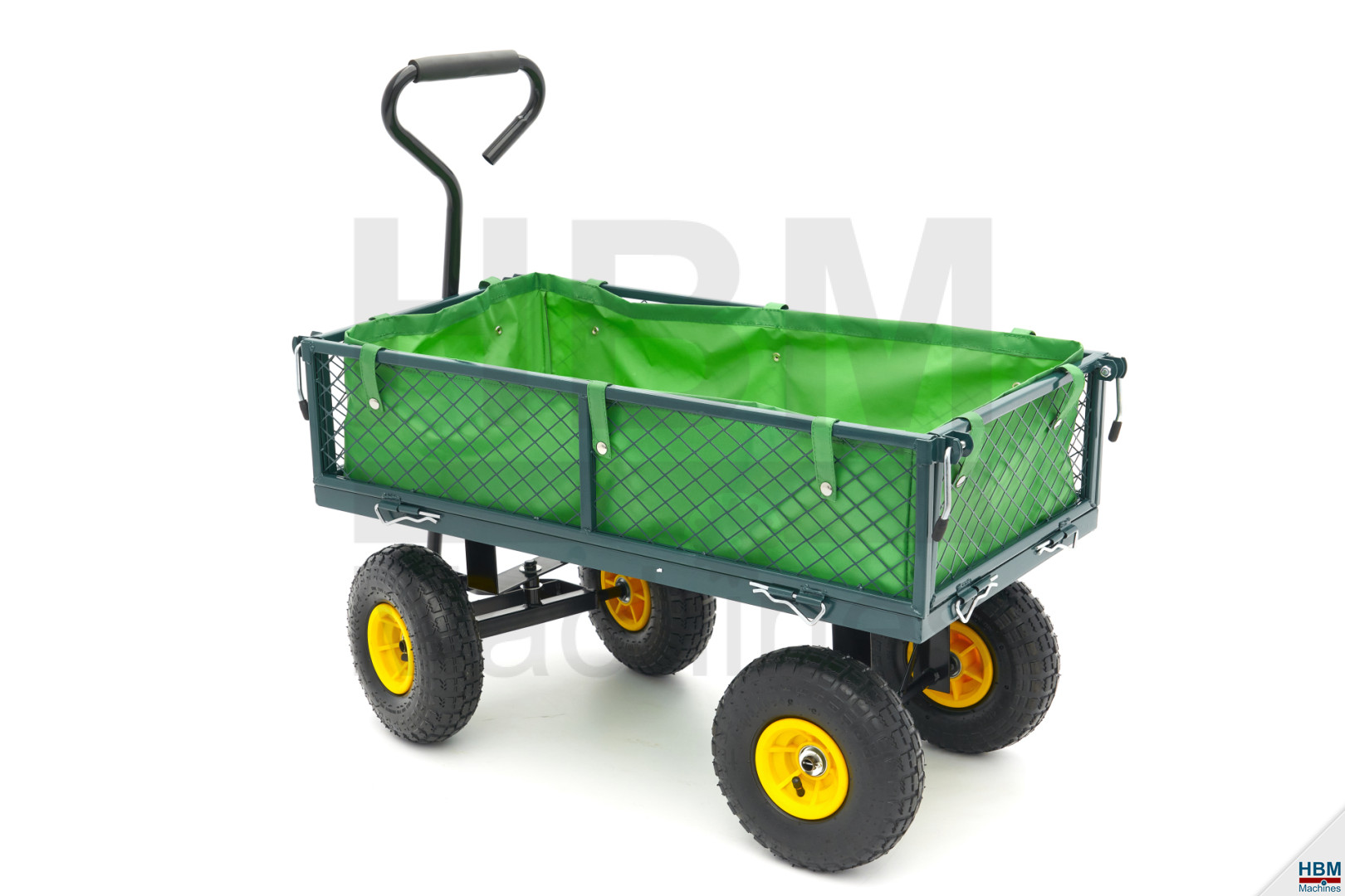 HBM Chariot de 100 kg, chariot de borne, chariot de jardin avec une boîte de  86 x 46 x 19 cm et un sac en toile.