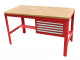 HBM 155 cm Professionele Werkbank met 5 Laden en Houten Werkblad, ROOD
