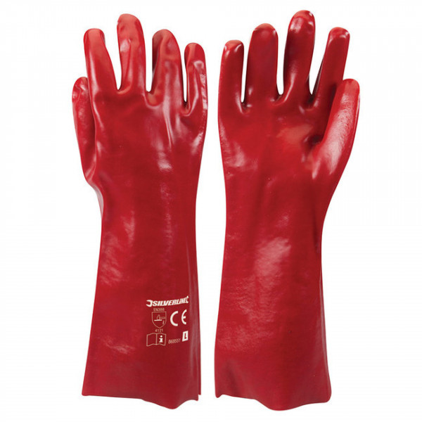 Silverline Rode PVC Beschermende Handschoenen, Lange uitvoering Maat L
